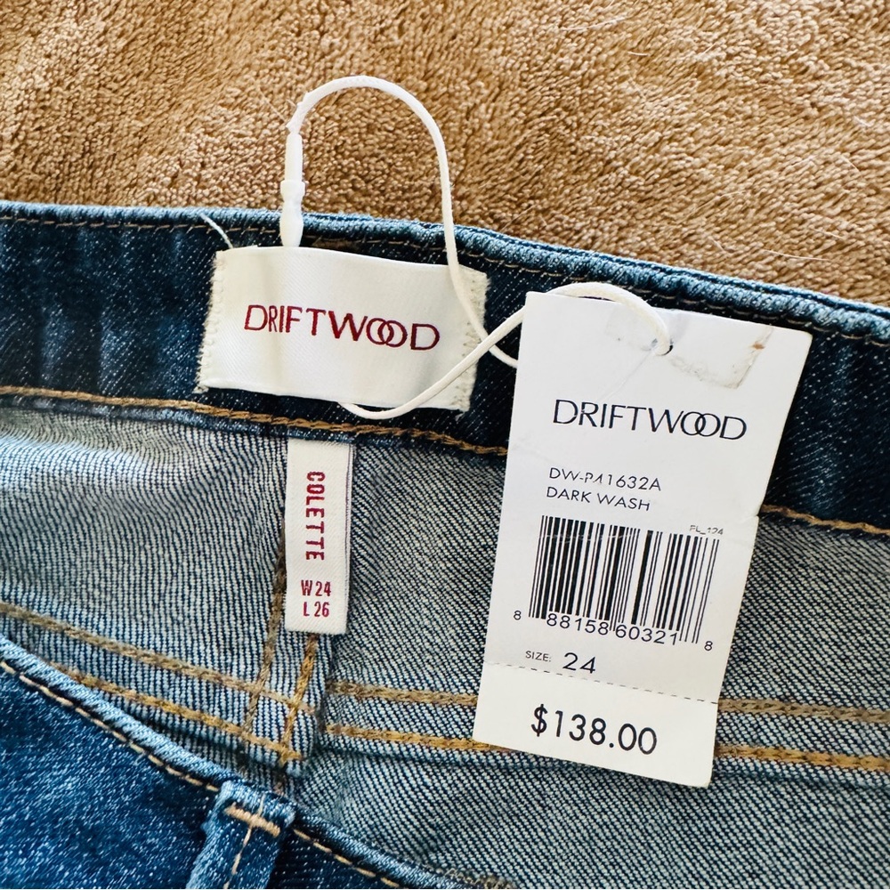 NWT ANTHROPOLOGIE DRIFTWOOD COLETTE EMBROIDERED Cropped CUFFED JEANS SIZE 24 - Picture 10 of 11